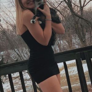 black bedazzled mini dress